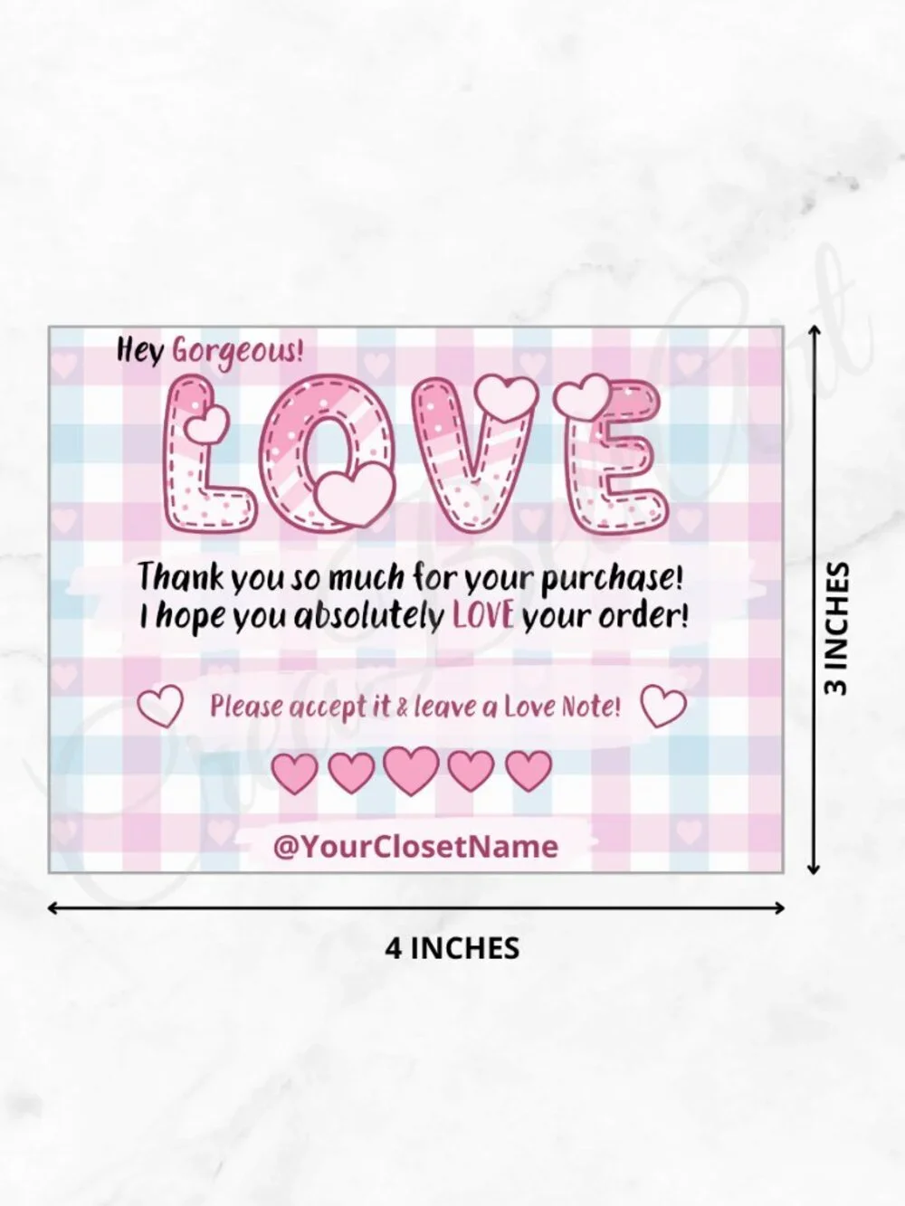 100 Personalized Love Thank You Cards Small Business, 4×3 in